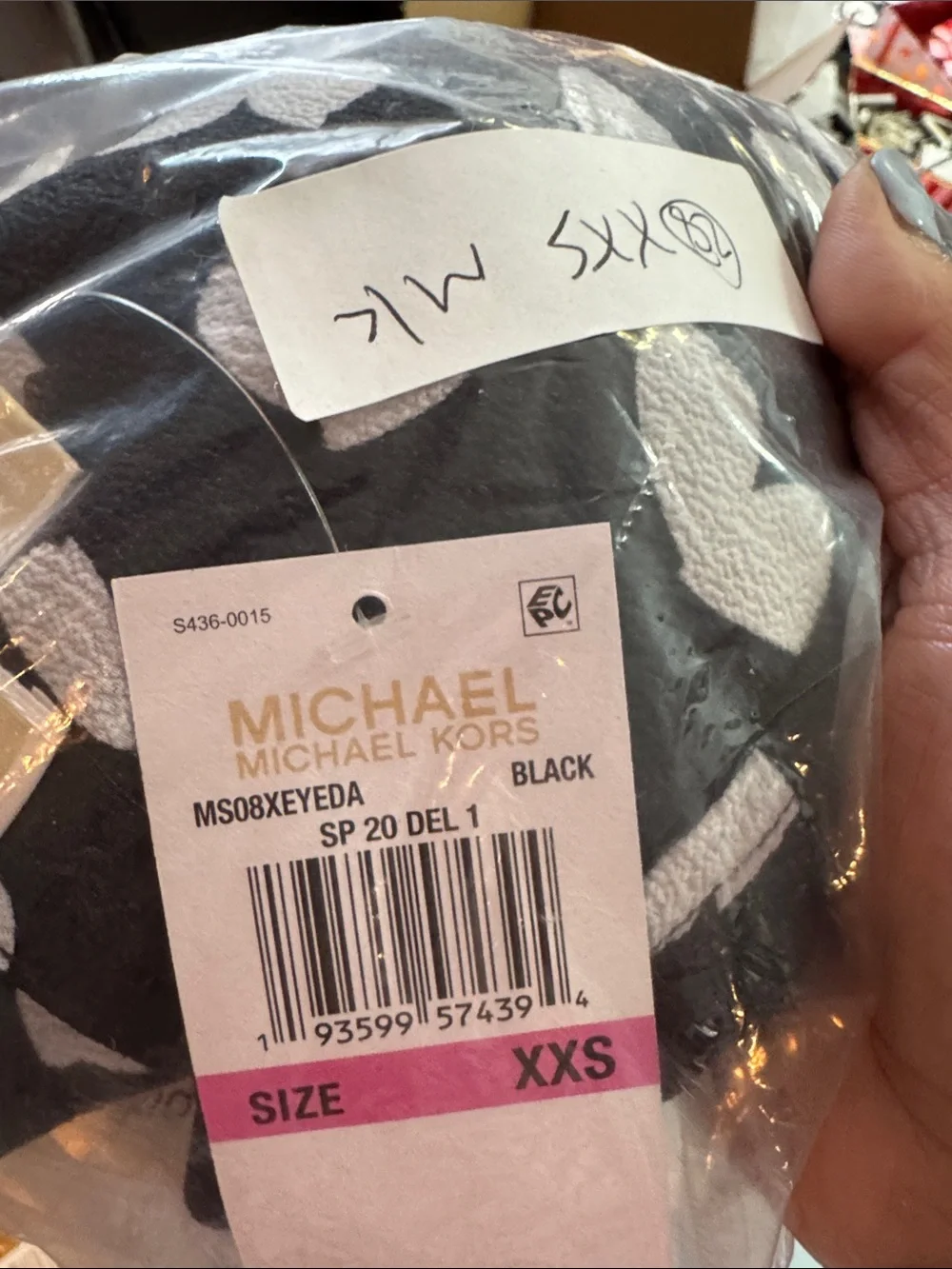 NWT Michael Kors Black Midi Dress with White Heart Print XXS